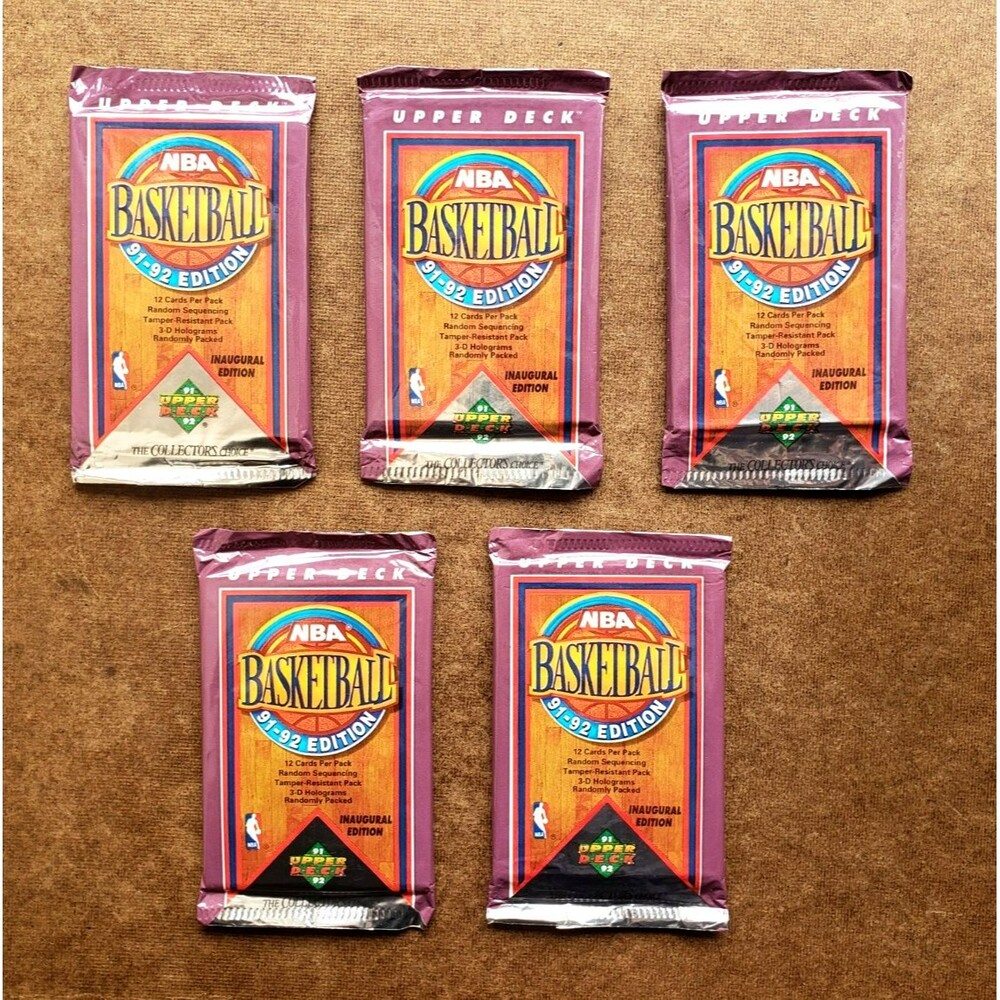 1991-92 UPPER DECK NBA INAGURAL EDITION BasketballCard Factory Sealed 5 PACK LOT